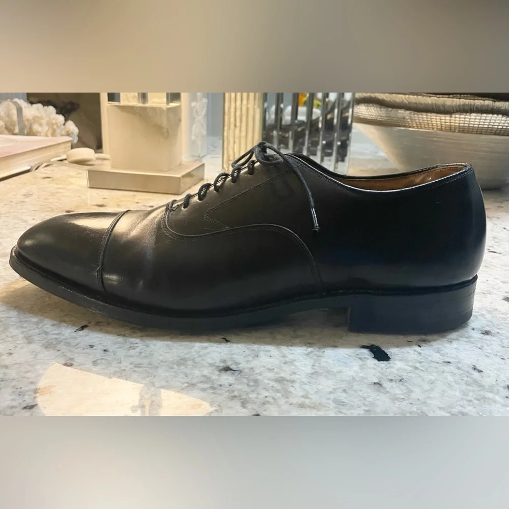 JOHNSTON & MURPHY MELTON CAP TOE TOSCANA LEATHER OXFORDS ITALY SIZE 11.5